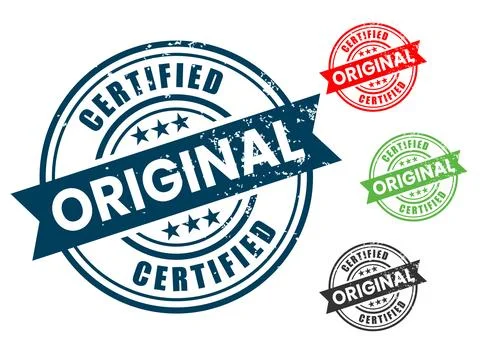 Certified Original Rubber Stamp Vector Set Stock Illustration