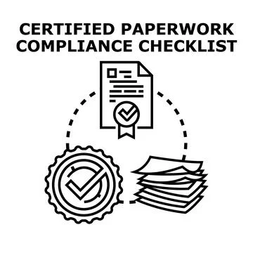 Certified paperwork compliance checklist documentation process 스톡 일러스트