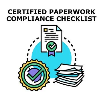Certified paperwork compliance checklist documentation process Stockillustratie