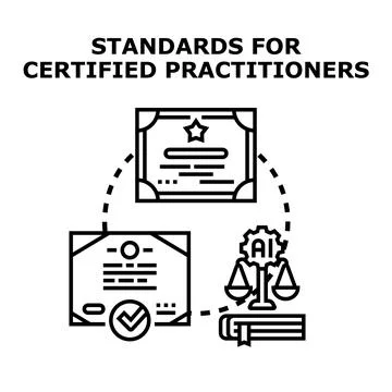 Certified practitioner standards system with legal compliance Stock Illustration