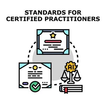 Certified practitioner standards system with legal compliance Stock Illustration