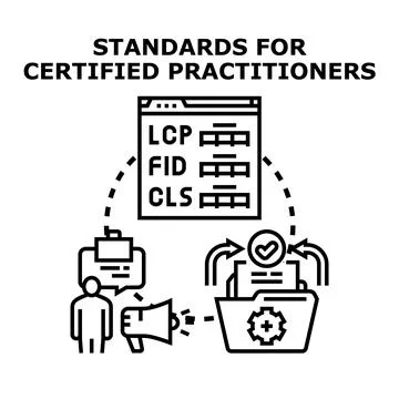 Certified practitioners working with performance standards Stock Illustration