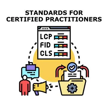 Certified practitioners working with performance standards Stock Illustration