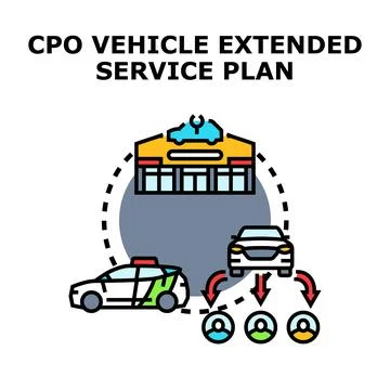 Certified pre owned vehicle extended service plan Stock Illustration