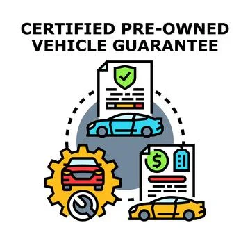 Certified pre owned vehicle guarantee program concept Stock Illustration