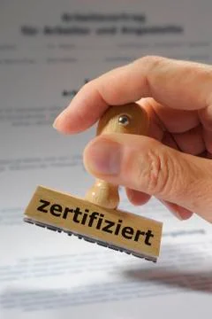 Certified printed on rubber stamp Stock Photos
