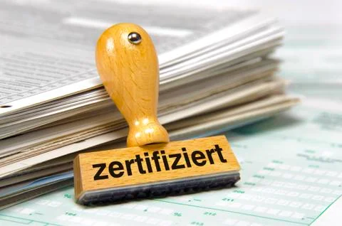 Certified printed on rubber stamp Stock Photos