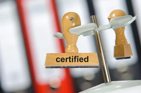 Certified printed on rubber stamp Stock Photos