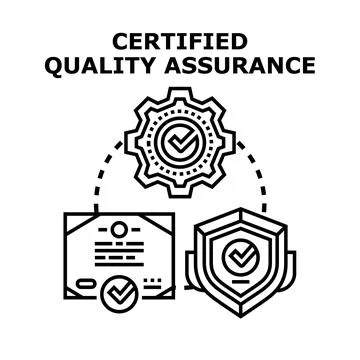 Certified quality assurance system process concept 스톡 일러스트
