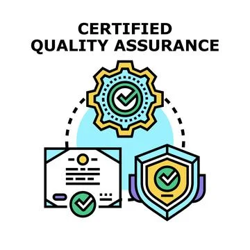 Certified quality assurance system process concept Illustrazione stock