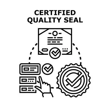 Certified quality seal concept validating business standards Illustrazione stock