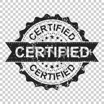 Certified scratch grunge rubber stamp. Vector illustration on isolated transp Stock Illustration
