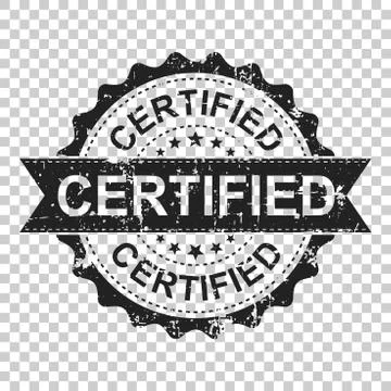 Certified scratch grunge rubber stamp. Vector illustration on isolated transp Stock Illustration