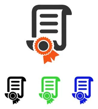 Certified Scroll Document Flat Vector Icon Illustrazione stock