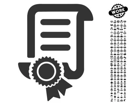 Certified Scroll Document Icon with Work Bonus Illustrazione stock