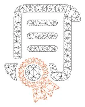 Certified Scroll Document Polygonal Frame Vector Mesh Illustration Stock Illustration