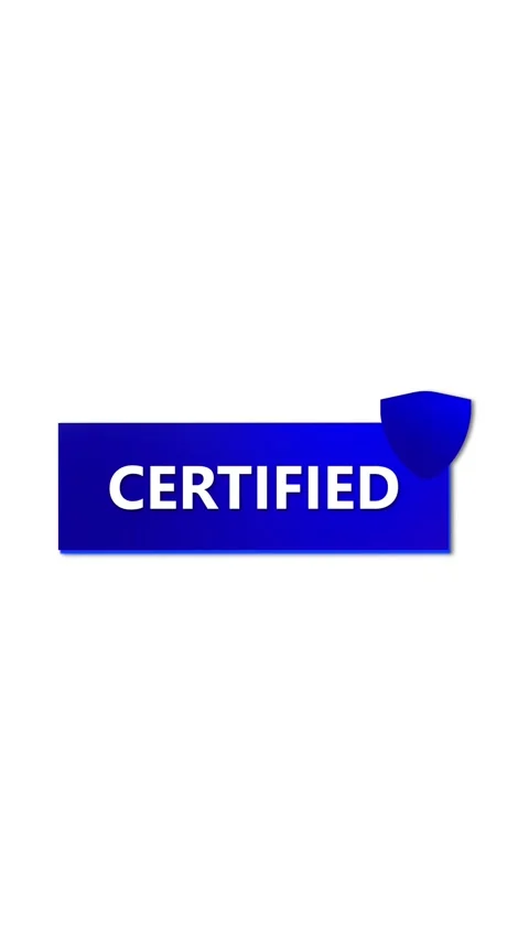 Certified seal blue shield checkmark animation. Premium motion graphics bus.. Stock Footage 341613325