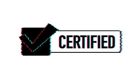 Certified stamp vector isolated on white background. Glitch icon. Stock Illustration