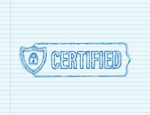 Certified stamp vector isolated on white background. sketch icon. Stock Illustration