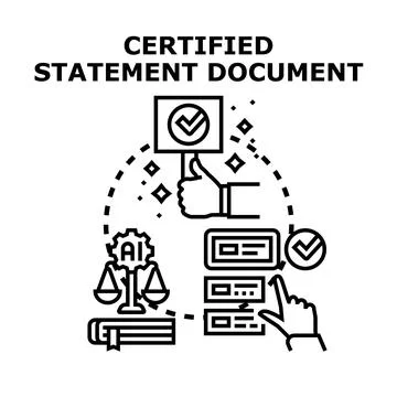 Certified statement document legal approval process concept Stock Illustration