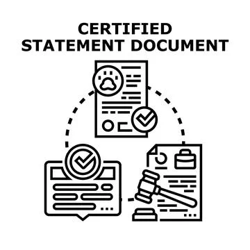 Certified statement document process for legal records Stock Illustration