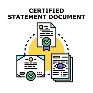 Certified statement document verifying official data information Stock Illustration