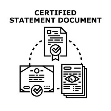 Certified statement document verifying official data information Stock Illustration