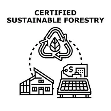 Certified sustainable forestry process including green energy イラスト素材