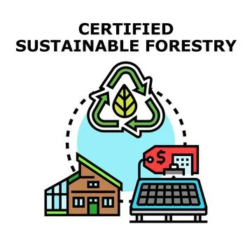 Certified sustainable forestry process including green energy イラスト素材