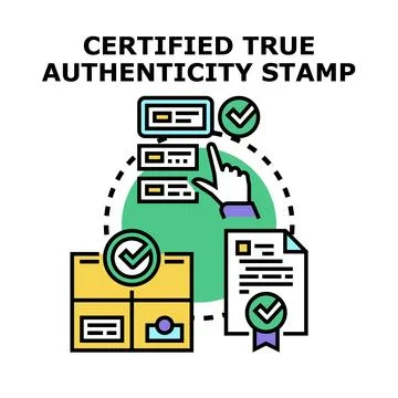 Certified true authenticity process and verification concept Stockillustratie