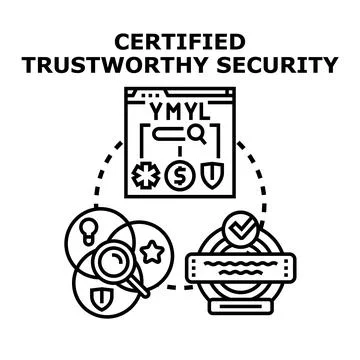 Certified trustworthy online security process concept 스톡 일러스트