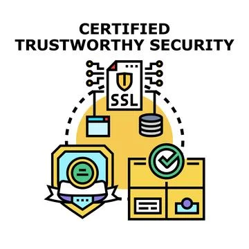 Certified trustworthy security concept providing digital protection Stock Illustration