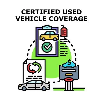 Certified used vehicle coverage program concept icon Illustration