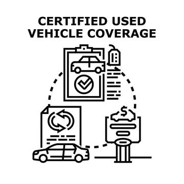 Certified used vehicle coverage program concept icon Stock Illustration