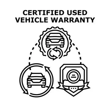 Certified used vehicle warranty program guaranteeing quality Stock Illustration