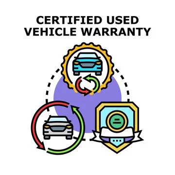 Certified used vehicle warranty program guaranteeing quality Stock-Illustration