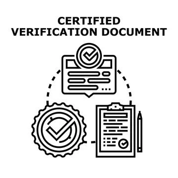 Certified verification document concept vector interpreting official approval Stock Illustration