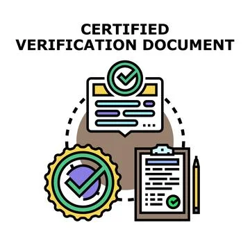 Certified verification document concept vector interpreting official approval Illustrazione stock