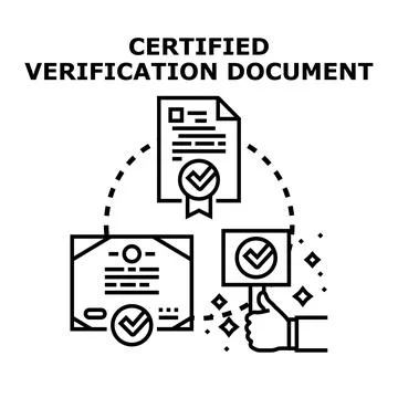 Certified verification document process and approval Illustrazione stock