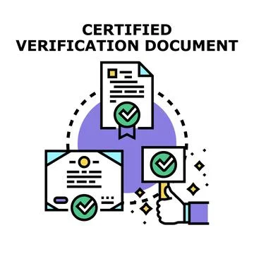 Certified verification document process and approval Stock Illustration