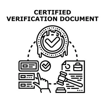 Certified verification document process concept Stock Illustration