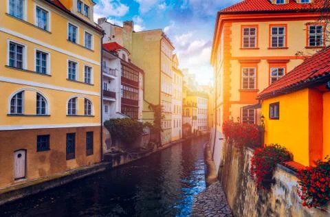 Certovka (Devil's Canal), sometimes also called little Prague Venice. Czechia Stock Photos