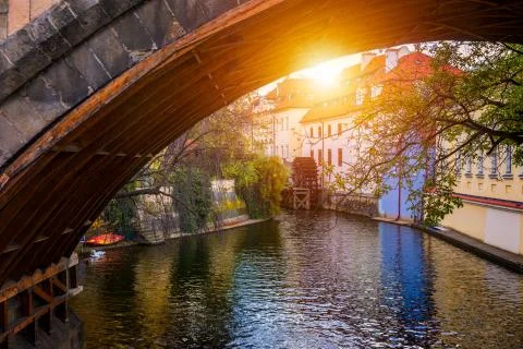Certovka (Devil's Canal), sometimes also called little Prague Venice. Czechia Stock Photos