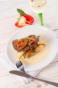 Cervical chop with vegetable Foto stock