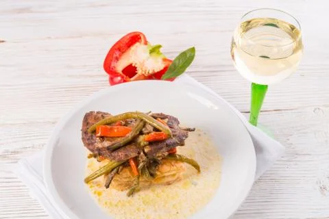 Cervical chop with vegetable Stock Photos