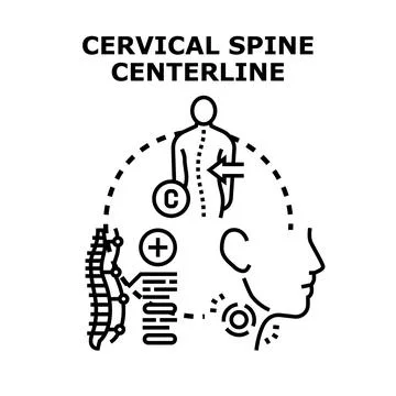 Cervical spine centerline with diagnostic and medical care Stock Illustration