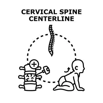 Cervical spine centerline with healthy posture concept Stock Illustration