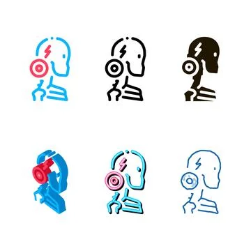 Cervical vertebrae arthritis icon vector outline concepts 库存插图