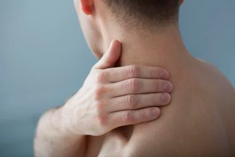 Cervicalgia in a man Stock Photos