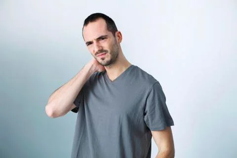 Cervicalgia in a man Stock Photos